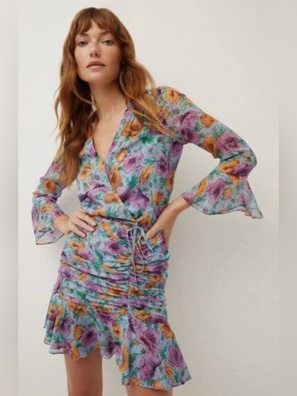 VERONICA BEARD 100% Silk Sean Floral-Printed Ruched Dress | Size 6🌸